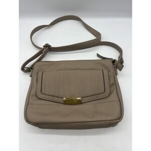 Rosetti Taupe Shoulder Crossbody square top zip faux leather pebbled purse bag‎